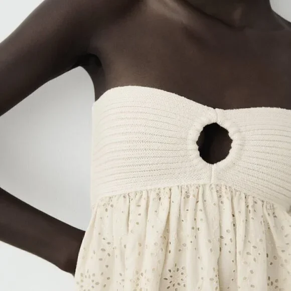 ZARA COMBINATION EMBROIDERED KNIT DRESS - Picture 4 of 8